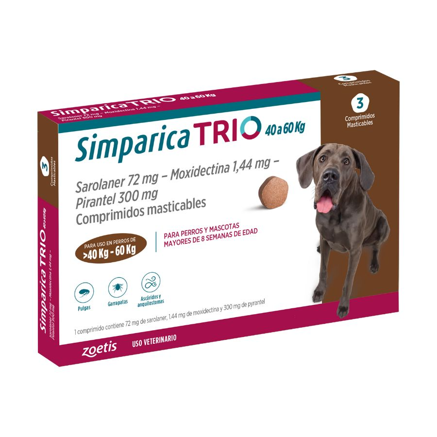 Simparica trio 40.1 - 60 kg antiparasitario para perros 3 comprimidos